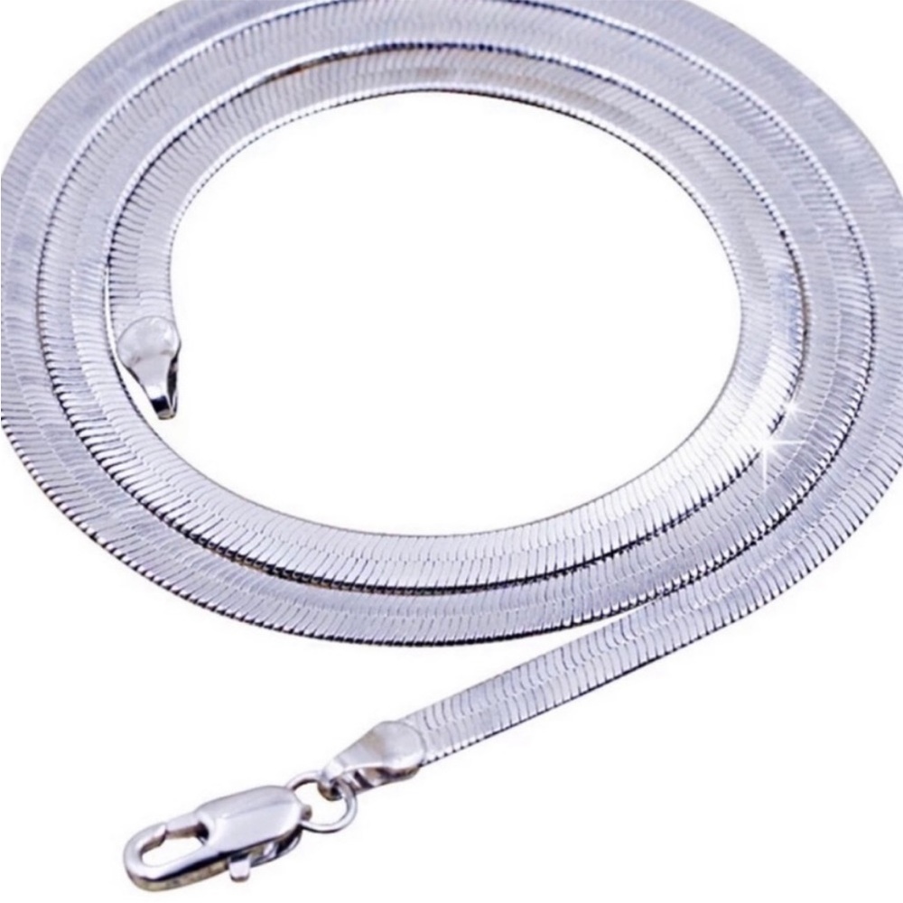 NEW “20” 925 STERLING SILVER SNAKE FLATE NECKLACE - Picture 3 of 4